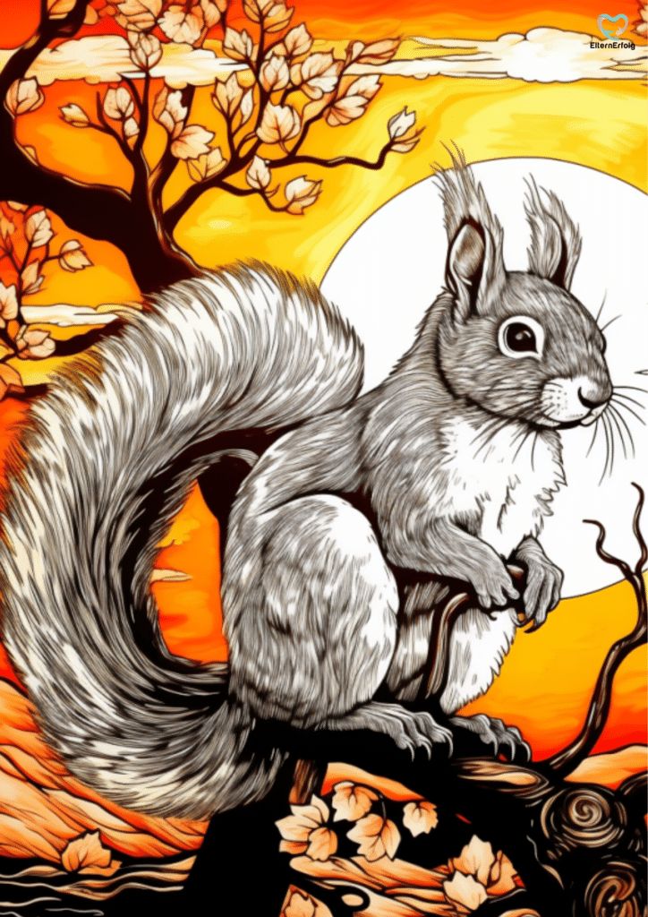 ausmalbilder herbst eichhörnchen