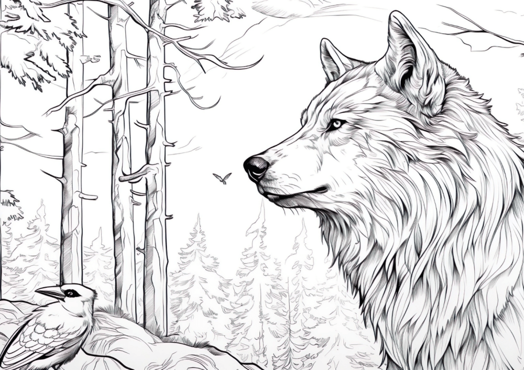 wolf ausmalbild
