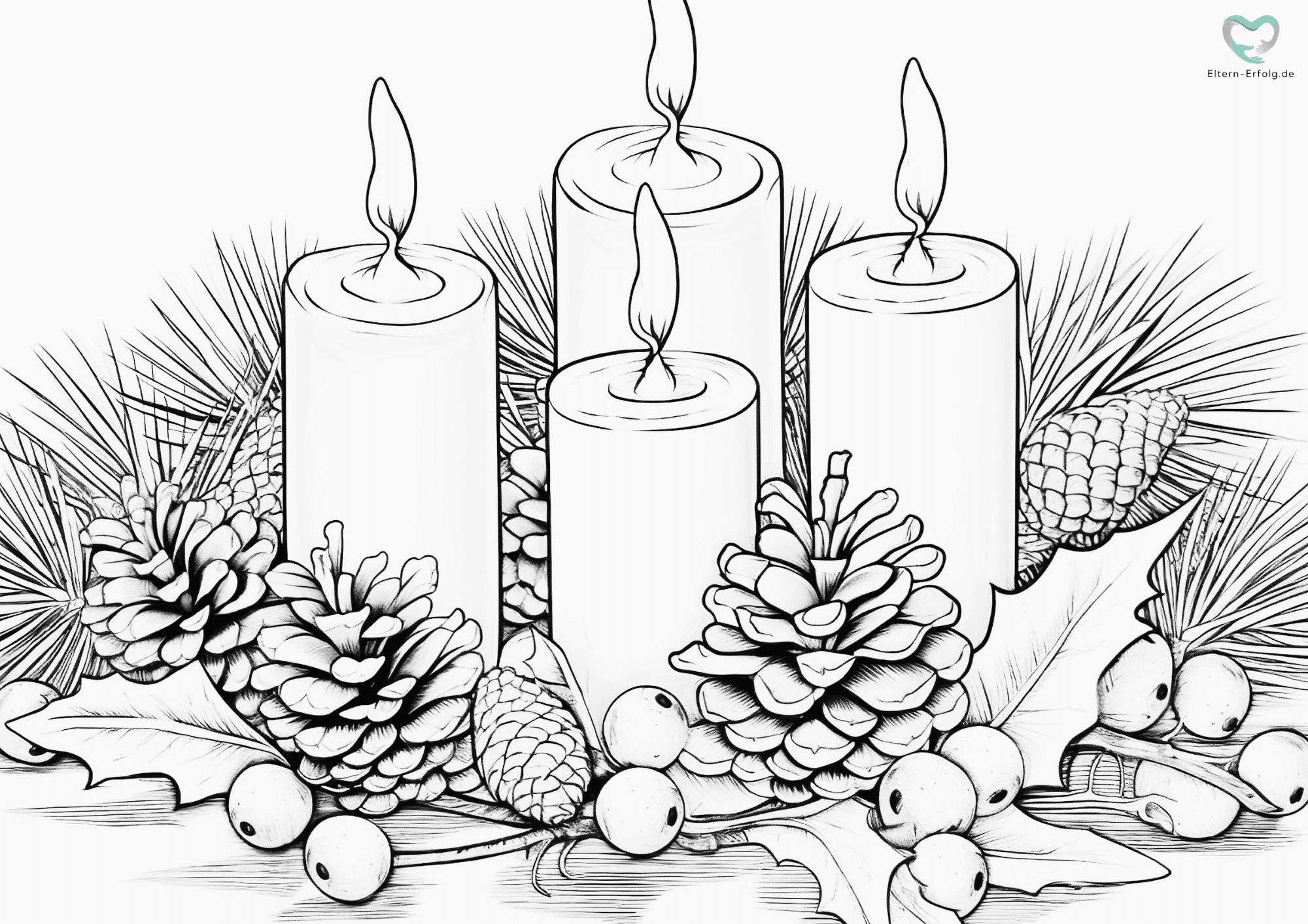 Kostenlose Adventskranz Ausmalbilder: Malvorlagen zum Ausdrucken